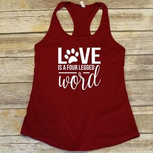 Love is a four-legged word racerback tank top